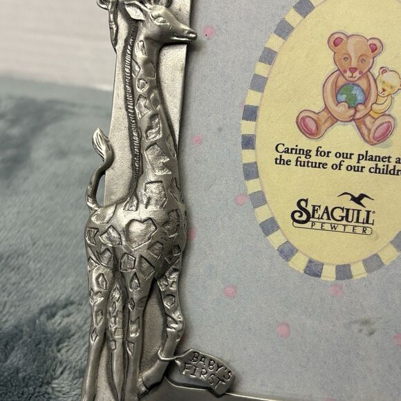 Vintage Seagull Pewter Picture Frame Baby's First Birthday Giraffe Koala 1994 - Picture 4 of 10